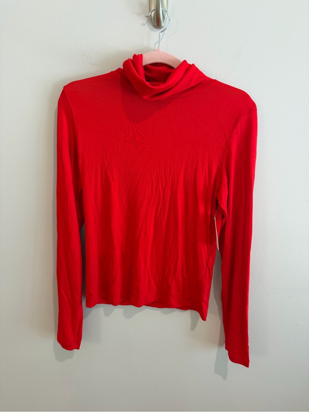 Anthropologie Cherry Red Long Sleeve Turtleneck Top